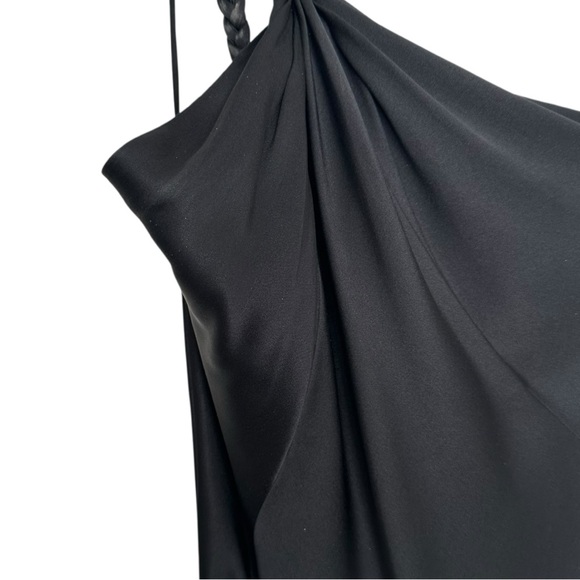 ELIE TAHARI Black Silk One-Shoulder Maxi Dress Braided Strap Evening Gown Sz 10 - Picture 5 of 14